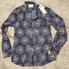 Scotch  Soda Amsterdam Men's Medallion Print Button Down Shirt Medium NWT Navy