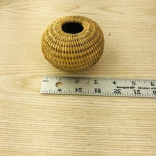Small Tightly Coiled Pine Needle Basket Hand Made Woven Vase Shaped. 3 in. Dia.