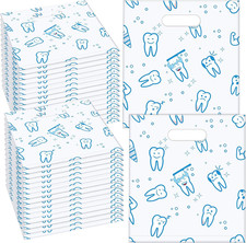 300 Pcs Tooth Merchandise Bags with Handles Plastic Dental Bags for Patients Den