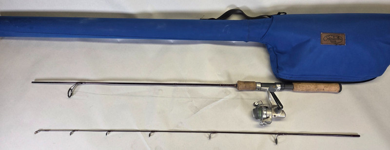 Daiwa takedown fishing rod n reel and A Mountain Cork fishing pole case