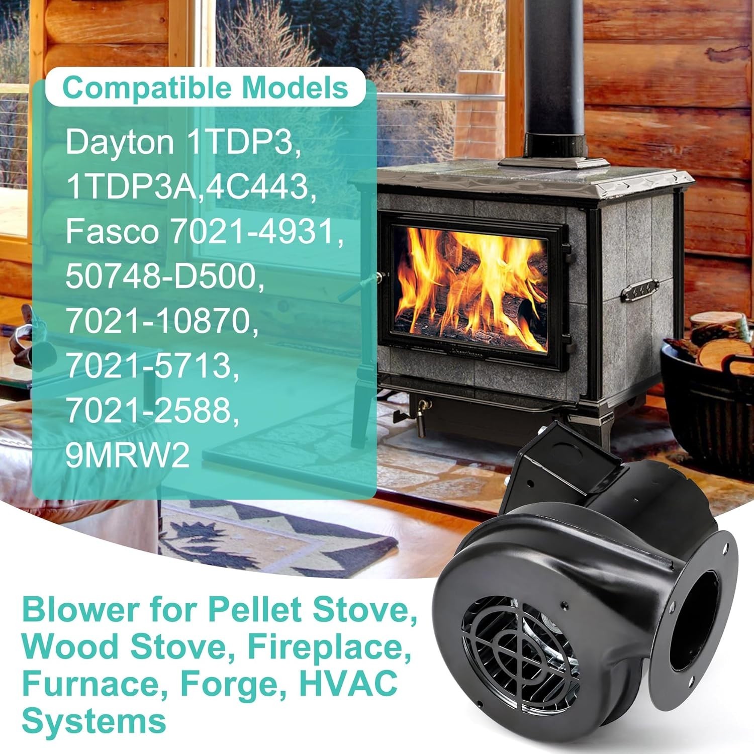 Draft Inducer Blower Fan – 115V 75 CFM for Furnace Pellet Stove Wood Stove HVAC