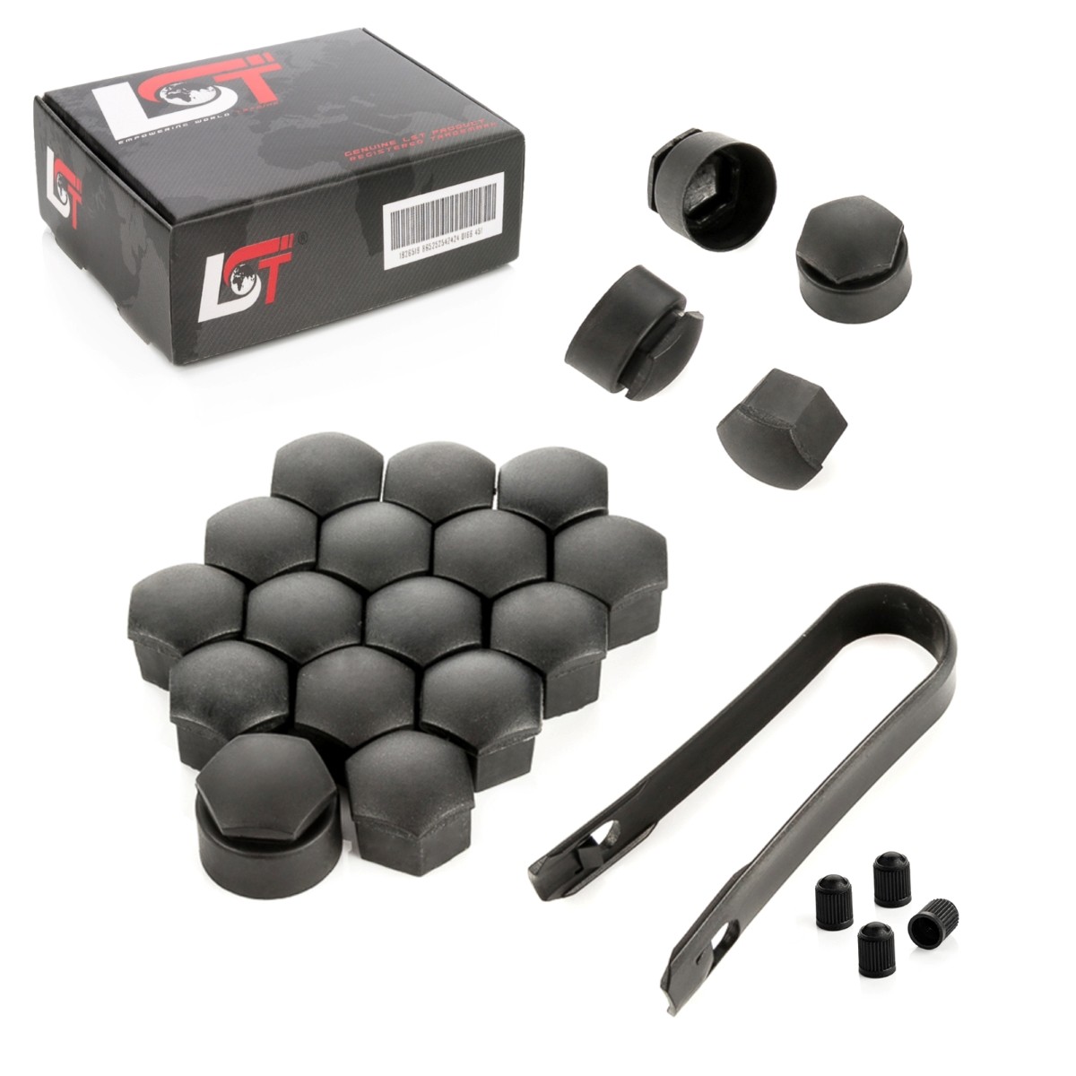 20X Wheel Nut Covers 17 Mm Theft Resistant Black For PEUGEOT