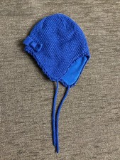 H M Hat 6-12 Months Navy Blue Bow Fleece Lined with Ties