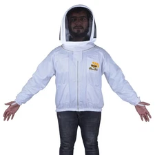 Beekeeping Jacket with Hood Veil Cotton Protective Gear for Beekeeper-BINI BEES