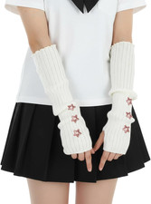Y2K Armstulpen Damen,Winter Gestrickte Fingerlose Handschuhe,Punk Goth Armstulpe