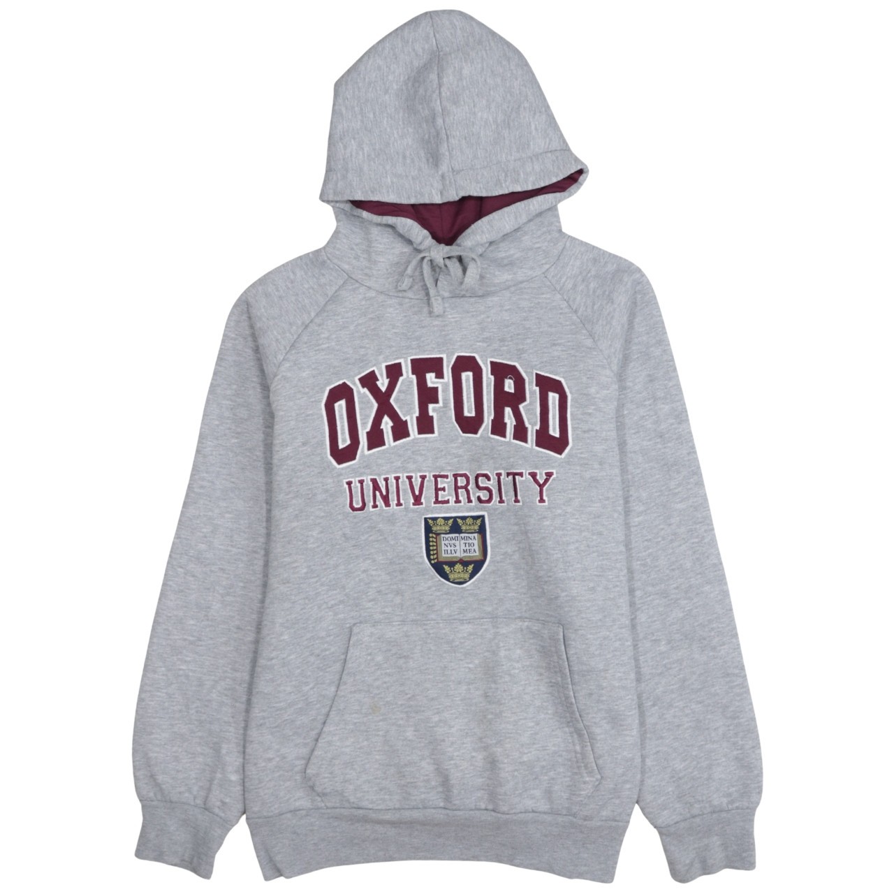Sudadera con Capucha Oxford Para Hombre Gris Forrada de Vellón Logo Oxford Universidad Canguro Bolsillo M