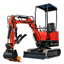 BID for 1T Mini Tomato Red Paint Excavator 13.5HP B&S Engine with Canopy in GA