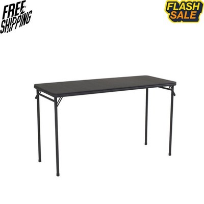 COSCO Black 20 x 48 Inch Vinyl Top Serving Folding Table
