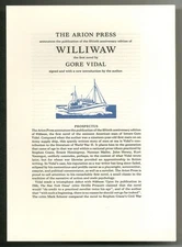 Gore VIDAL / Publisher's Prospectus Williwaw 1st Edition 1996