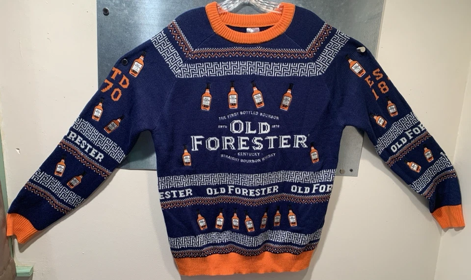 Old Forester Bourbon Whisky Bordado Feo Navidad Suéter Tejido Talla XL Foto 2 de 4