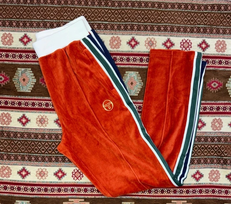 Sergio Tacchini Monte Velour Track Pants- Rooibos Tea/Gardenia Jogger Striped