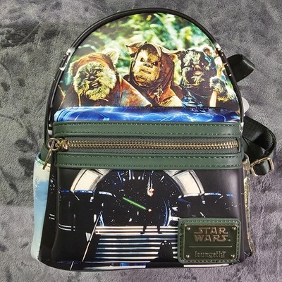 Loungefly Mini Backpack Womens Multicolor Star Wars Ewoks Boba Fett R2-D2 Print