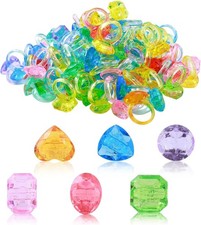 100Pcs Gem Rings Toys for Kids, Bulk Toys Diamond Ring Party Favors for Toddlers