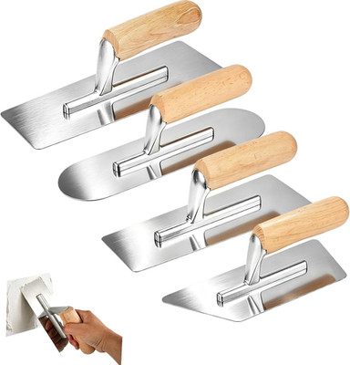 4 Pack Stainless Steel Plaster Trowel Set, Multi Size Masonry Finishing Trowels