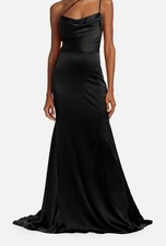 Vera Wang Bride Women's Black Paulette Satin Mermaid Gown Dress Size 4