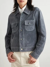 Men Gray Suede Bomber Jacket Cafe Racer Pure Suede Custom Size S M L XL 2XL 3XL