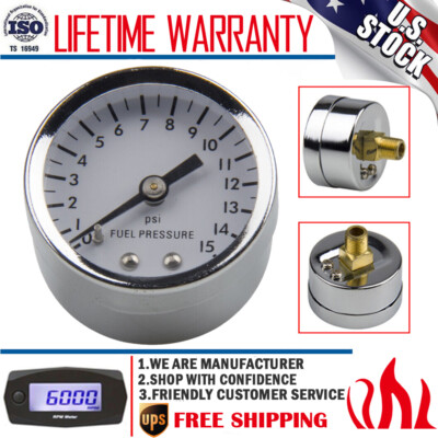 #ad Low Pressure Fuel Pressure Gauge 0 15 PSI Carburetor For Chevy Ford GMC Dry 1.5quot; $11.75