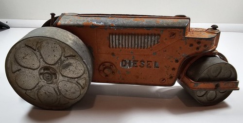Rullo Vapore Diesel 10" Giocattolo Vintage Hubley 480 Ruote Solide Alluminio Fuso