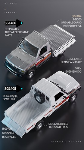 SG-1405/1406 2.4G 1:14 RC Pickup Truck 2WD 15KM/H Rear Straight Axle Drive Truck - Picture 11 of 26