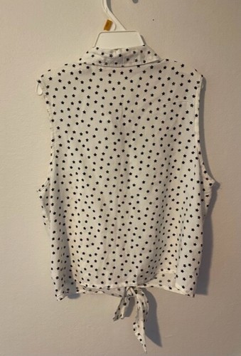 H&M Girl's STAR PRINTED BLACK-WHITE FRONT TIE Lightweight Tank Top SIZE 10-11 - Picture 4 of 6