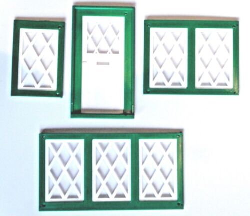Dolls House Lattice Windows and Door.  Various Sizes. Green/White. 1/16 Scale. - Afbeelding 1 van 10