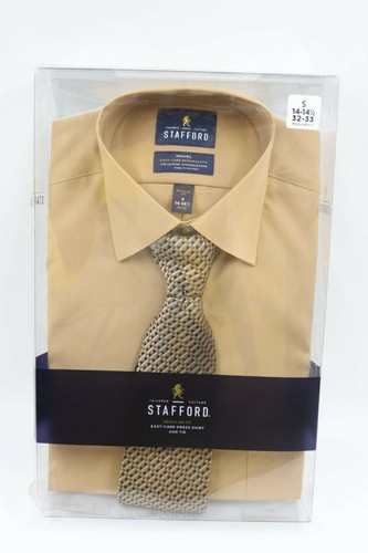 Mens Stafford Beige Easy Care Dress 