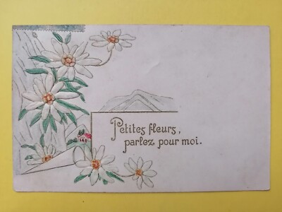 AK geprägt PEMBOSSED Blume Flowers EDELWEISS Berg geschrieben 1905 an Gustave GOLD