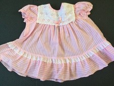 Vintage PINK Toddler 12mth Short Sleeve Summer Dress 70's 80s