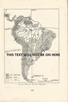 c 1930 MAP OF SOUTH AMERICA  ILLUSTRATION PRINT