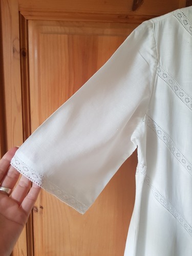 NIKKI VALENTINE - White Irish Linen Long Summer Shirt Dress - Size UK 12 - Picture 9 of 19