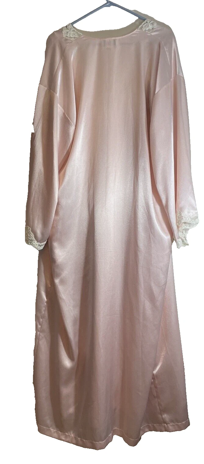 Vintage Valentino Intimo Peignior Set Donna M Accappatoio Abito Lungo Raso Pizzo USA Sposa