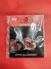 Colorful, Licensed, NCAA University of Arkansas Razorbacks Heart Swirl Earrings