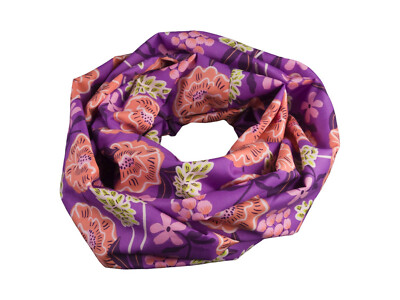 Damen-Loopschal Blumen Fresh Flowers lila bunt ca. 25 x 140 cm -100% Baumwolle