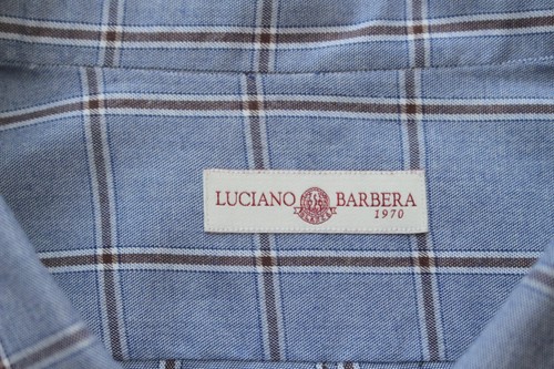 $365 New Luciano Barbera Button Shirt Men 2XL XXL Blue Woven Box Check Cashmere - Picture 10 of 11