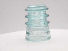 Vintage WHITALL TATUM Co. No. 3 Glass Insulator Aqua Color Made in USA Marked 47