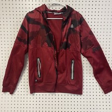 Reebok Spellout Logo Full Zip Sweater Youth XLarge 18 Burgundy Hoodie Sweatshirt