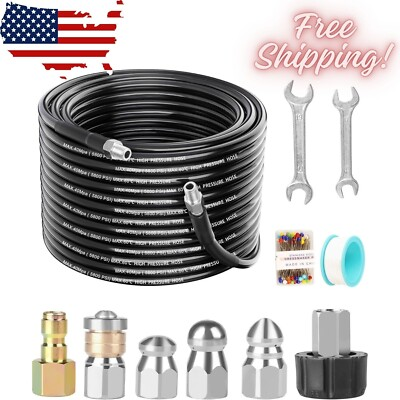 #ad Pressure Washer Drain Jetter – Sewer Jetter Kit for Pressure Washer 100Ft 1 4 in $61.59