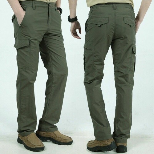 Pantalones cargo de trabajo para hombres escalada senderismo táctico bolsillos múltiples secado rápido al aire libre - Imagen 4 de 16