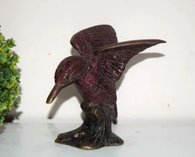 Flying Sparrow Bird Idol Made of Brass Unique Hummingbird Table Statue Dec RD350