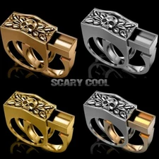 New Skull Secret Compartment Head Silver Mens Gothic Biker Ring