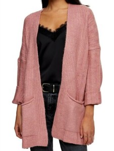 longline cardigan pink