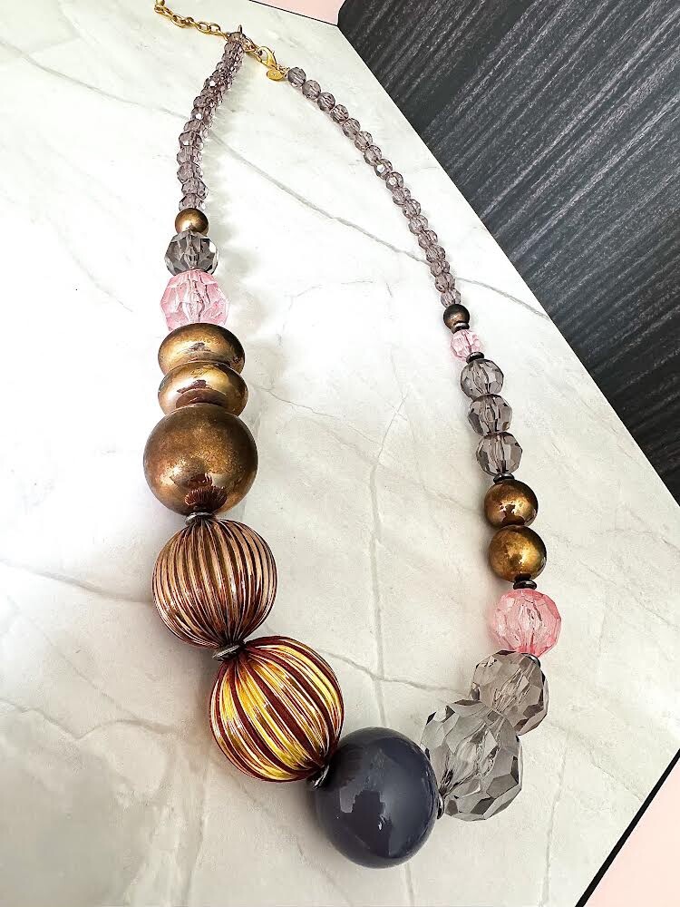 Joan Rivers Large Bead Statement Long Necklace Vi… - image 1