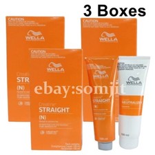 WELLA STRAIGHT N Hair Straightening Cream Permanent Intense Creatine Set 3 Box.
