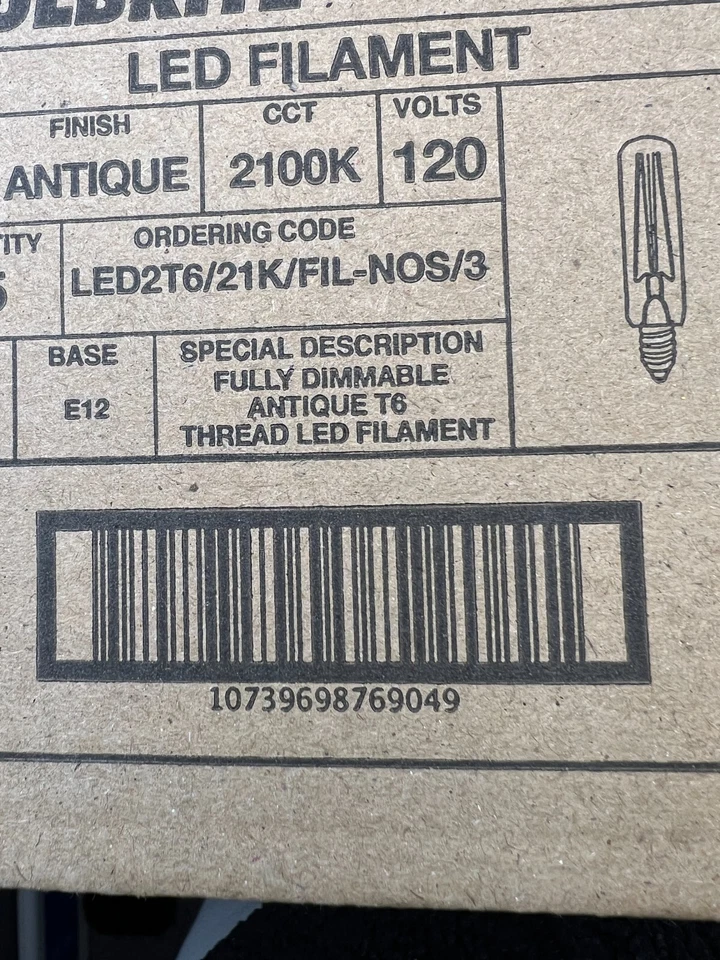 BULBRITE 776904 LED2T6/21K/FIL-NOS/3 Tubular St. Antique Filament LED Light (25) - Image 2 of 2