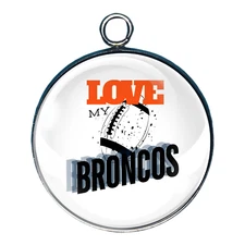 Love My Bronco's, Football Glass Cabochon Charms, Earrings, KeyChain