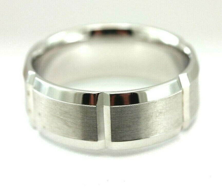 935 Argentium Sterling Silver wedding men's band ring satin matt