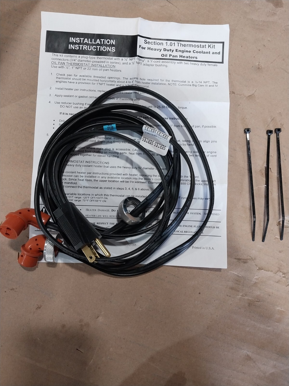 Zerostart Y Cord Heavy Duty Engine Coolant/Oil Pan Heater 3600065 120V