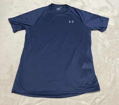 Under Armour T Shirt Mens Medium Blue Short Sleeve Logo The Tech Tee