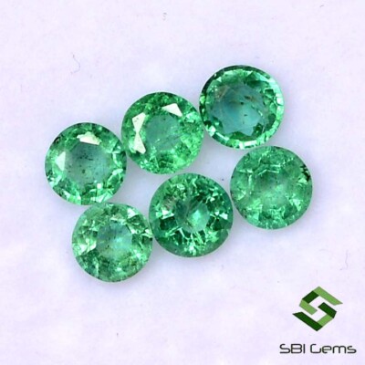 Certified Natural Emerald Round Cut 4 mm Lot 06 Pcs 1.20 Cts Loose Gemstones
