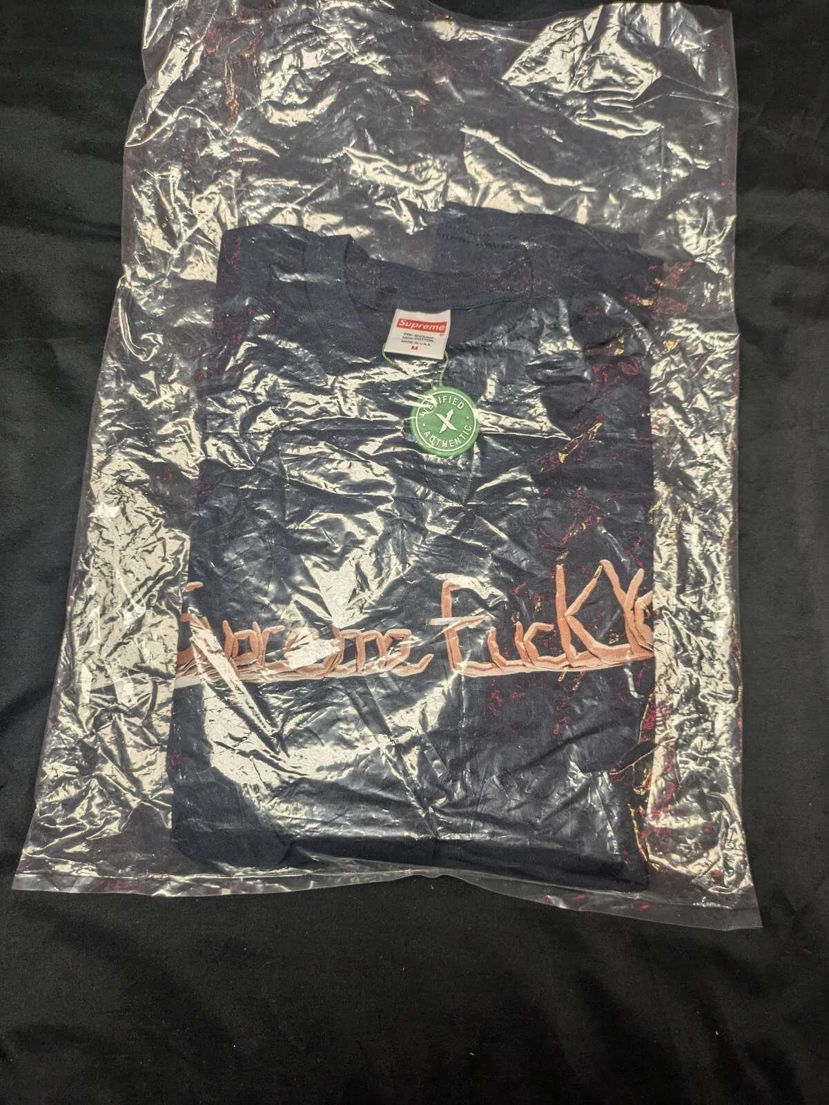 Tee shirt bleu marine Supreme F#@+